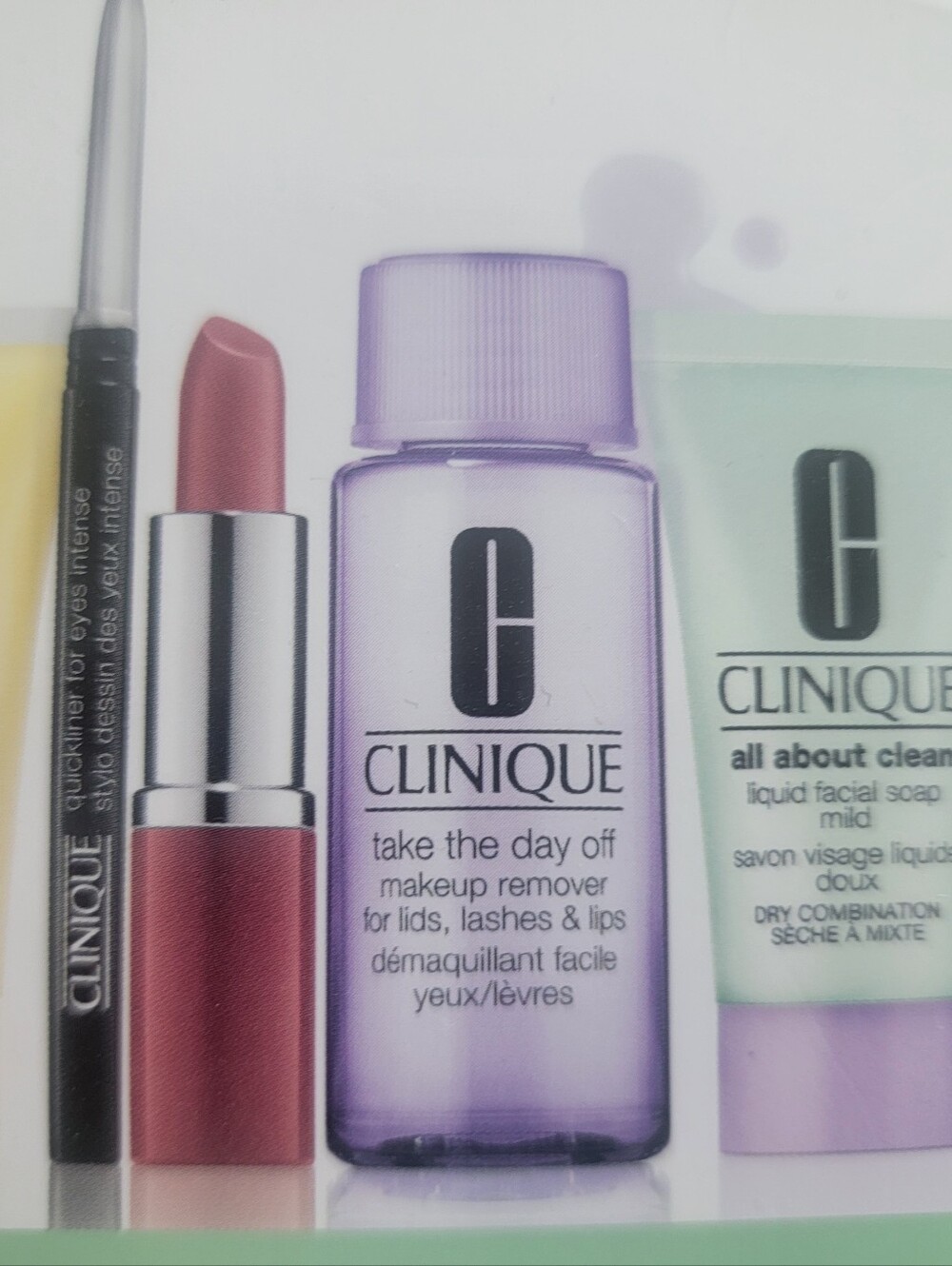 Clinique Lipstick & Skincare Trio - Pink Lip, Purple Toner, Mint Cleanser - Picture 2 of 3